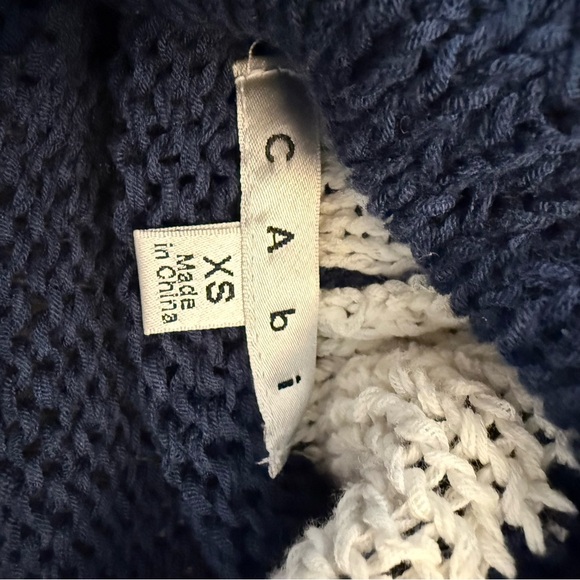 Cabi Circle Cardigan Sweater Vest XS Navy Stripes Fishermancore Coastal Preppy - Picture 5 of 9